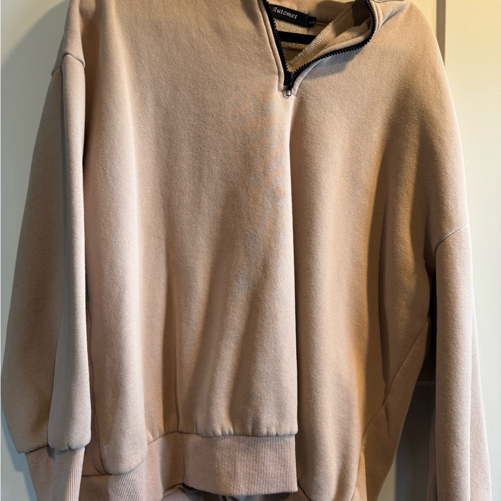 Men's Beige Half-Zip Sweater